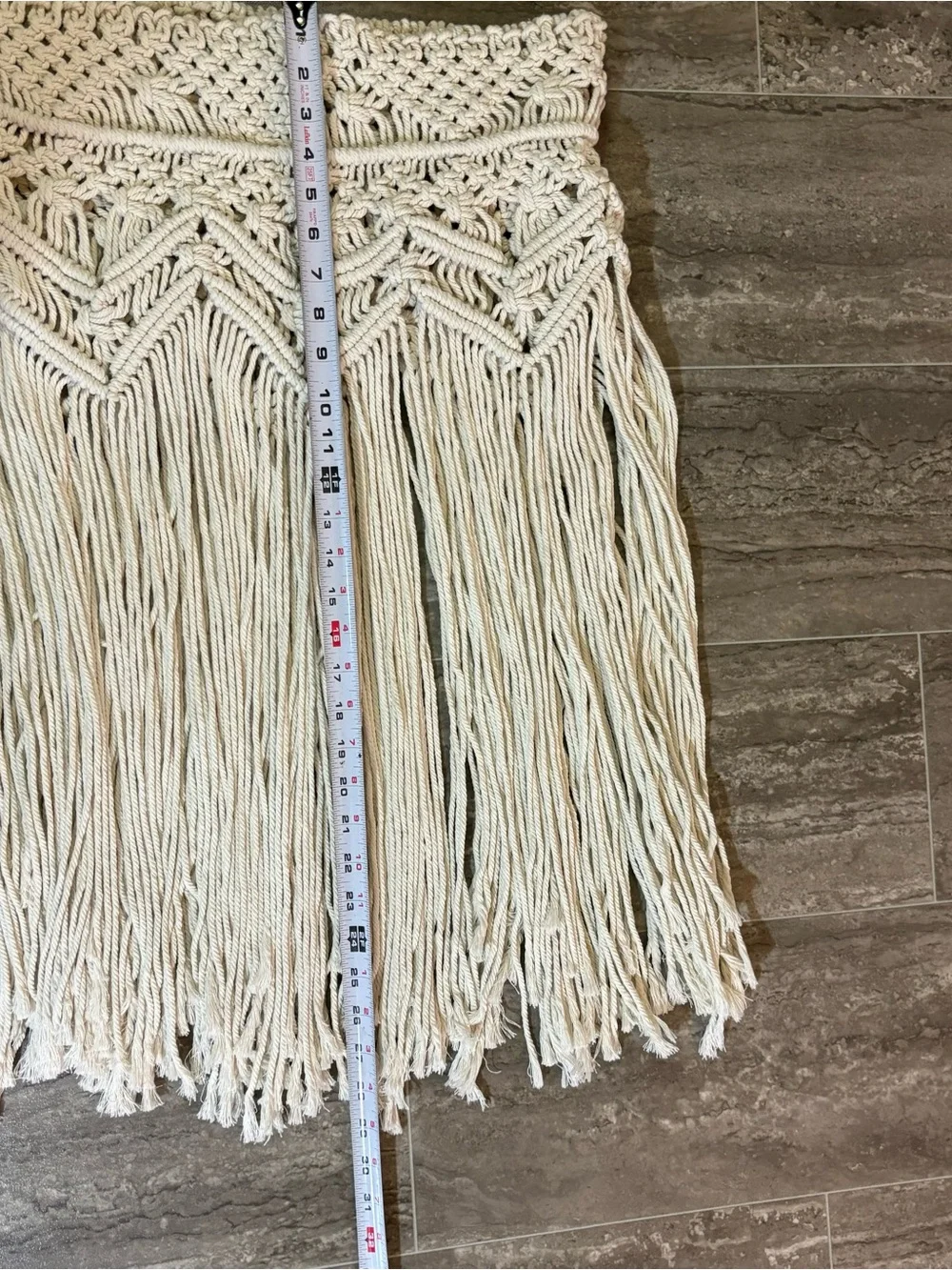 Large Boho Macrame Wall Hanging Fringe Tapestry Natural Cotton 69x29 NWOT